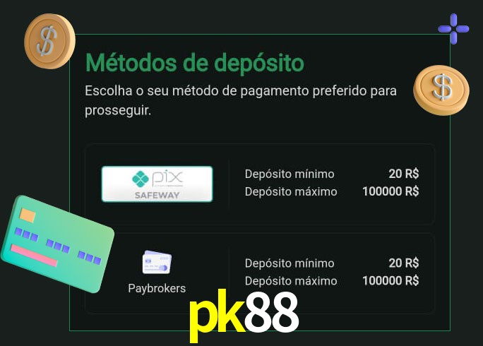 O cassino pk88 oferece uma grande variedade de métodos de pagamento